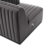 Modway Furniture Conjure Channel Tufted Performance Velvet 4-Piece Sofa XRXT Black Gray EEI-5767-BLK-GRY