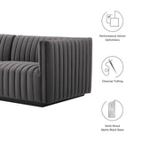 Modway Furniture Conjure Channel Tufted Performance Velvet 4-Piece Sofa XRXT Black Gray EEI-5767-BLK-GRY