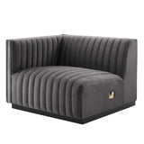 Modway Furniture Conjure Channel Tufted Performance Velvet 4-Piece Sofa XRXT Black Gray EEI-5767-BLK-GRY