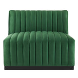 Modway Furniture Conjure Channel Tufted Performance Velvet 6-Piece Sectional XRXT Black Emerald EEI-5768-BLK-EME