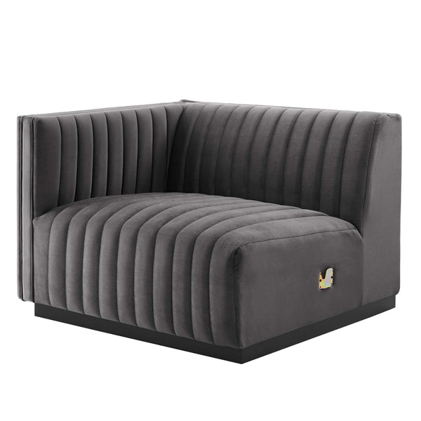 Modway Furniture Conjure Channel Tufted Performance Velvet 6-Piece Sectional XRXT Black Gray EEI-5768-BLK-GRY