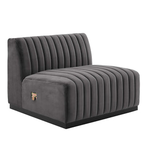 Modway Furniture Conjure Channel Tufted Performance Velvet 6-Piece Sectional XRXT Black Gray EEI-5768-BLK-GRY