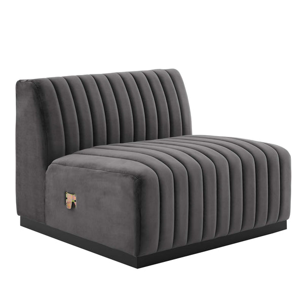 Modway Furniture Conjure Channel Tufted Performance Velvet 6-Piece Sectional XRXT Black Gray EEI-5768-BLK-GRY