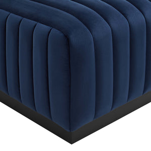 Modway Furniture Conjure Channel Tufted Performance Velvet 6-Piece Sectional XRXT Black Midnight Blue EEI-5768-BLK-MID