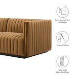 Modway Furniture Conjure Channel Tufted Performance Velvet 4-Piece Sectional XRXT Black Cognac EEI-5769-BLK-COG