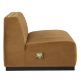 Modway Furniture Conjure Channel Tufted Performance Velvet 4-Piece Sectional XRXT Black Cognac EEI-5769-BLK-COG