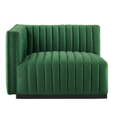 Modway Furniture Conjure Channel Tufted Performance Velvet 4-Piece Sectional XRXT Black Emerald EEI-5769-BLK-EME