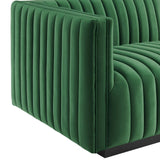 Modway Furniture Conjure Channel Tufted Performance Velvet 4-Piece Sectional XRXT Black Emerald EEI-5769-BLK-EME