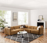 Modway Furniture Conjure Channel Tufted Performance Velvet 5-Piece Sectional XRXT Black Cognac EEI-5771-BLK-COG