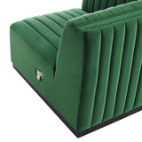 Modway Furniture Conjure Channel Tufted Performance Velvet 5-Piece Sectional XRXT Black Emerald EEI-5771-BLK-EME