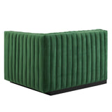 Modway Furniture Conjure Channel Tufted Performance Velvet 6-Piece Sectional XRXT Black Emerald EEI-5773-BLK-EME