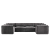 Modway Furniture Conjure Channel Tufted Performance Velvet 6-Piece Sectional XRXT Black Gray EEI-5773-BLK-GRY