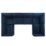 Modway Furniture Conjure Channel Tufted Performance Velvet 6-Piece Sectional XRXT Black Midnight Blue EEI-5773-BLK-MID