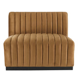 Modway Furniture Conjure Channel Tufted Performance Velvet 5-Piece Sectional XRXT Black Cognac EEI-5774-BLK-COG