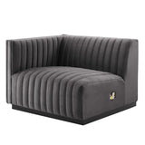 Modway Furniture Conjure Channel Tufted Performance Velvet 5-Piece Sectional XRXT Black Gray EEI-5775-BLK-GRY