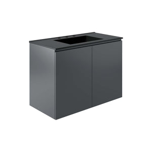 Modway Furniture Bryn 36" Wall-Mount Bathroom Vanity XRXT Gray Black EEI-5779-GRY-BLK