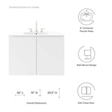 Modway Furniture Bryn 36" Wall-Mount Bathroom Vanity XRXT White White EEI-5779-WHI-WHI