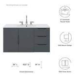 Modway Furniture Vitality 36" Bathroom Vanity XRXT Gray White EEI-5783-GRY-WHI