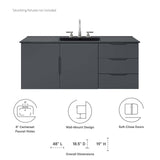 Modway Furniture Vitality 48" Single Sink Bathroom Vanity XRXT Gray Black EEI-5784-GRY-BLK