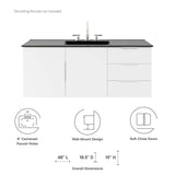 Modway Furniture Vitality 48" Single Sink Bathroom Vanity XRXT White Black EEI-5784-WHI-BLK
