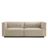 Modway Furniture Conjure Channel Tufted Upholstered Fabric Loveseat XRXT Black Beige EEI-5786-BLK-BEI