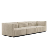 Modway Furniture Conjure Channel Tufted Upholstered Fabric Sofa XRXT Black Beige EEI-5787-BLK-BEI