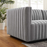 Modway Furniture Conjure Channel Tufted Upholstered Fabric Sofa XRXT Black Light Gray EEI-5787-BLK-LGR