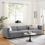 Modway Furniture Conjure Channel Tufted Upholstered Fabric Sofa XRXT Black Light Gray EEI-5787-BLK-LGR