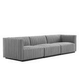 Modway Furniture Conjure Channel Tufted Upholstered Fabric Sofa XRXT Black Light Gray EEI-5787-BLK-LGR