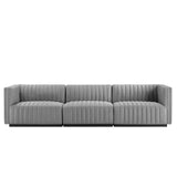 Modway Furniture Conjure Channel Tufted Upholstered Fabric Sofa XRXT Black Light Gray EEI-5787-BLK-LGR