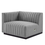 Modway Furniture Conjure Channel Tufted Upholstered Fabric Sofa XRXT Black Light Gray EEI-5787-BLK-LGR