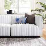 Modway Furniture Conjure Channel Tufted Upholstered Fabric Sofa XRXT Black White EEI-5787-BLK-WHI