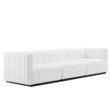 Modway Furniture Conjure Channel Tufted Upholstered Fabric Sofa XRXT Black White EEI-5787-BLK-WHI