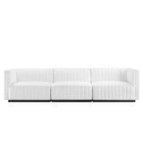 Modway Furniture Conjure Channel Tufted Upholstered Fabric Sofa XRXT Black White EEI-5787-BLK-WHI