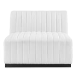 Modway Furniture Conjure Channel Tufted Upholstered Fabric Sofa XRXT Black White EEI-5787-BLK-WHI