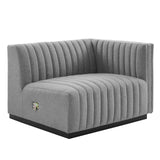 Modway Furniture Conjure Channel Tufted Upholstered Fabric 4-Piece Sofa XRXT Black Light Gray EEI-5789-BLK-LGR