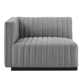 Modway Furniture Conjure Channel Tufted Upholstered Fabric 4-Piece Sofa XRXT Black Light Gray EEI-5789-BLK-LGR