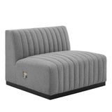 Modway Furniture Conjure Channel Tufted Upholstered Fabric 4-Piece Sofa XRXT Black Light Gray EEI-5789-BLK-LGR