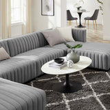 Modway Furniture Conjure Channel Tufted Upholstered Fabric 6-Piece Sectional Sofa XRXT Black Light Gray EEI-5790-BLK-LGR