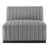 Modway Furniture Conjure Channel Tufted Upholstered Fabric 6-Piece Sectional Sofa XRXT Black Light Gray EEI-5790-BLK-LGR