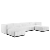 Modway Furniture Conjure Channel Tufted Upholstered Fabric 6-Piece Sectional Sofa XRXT BlackWhite EEI-5790-BLK-WHI