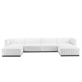 Modway Furniture Conjure Channel Tufted Upholstered Fabric 6-Piece Sectional Sofa XRXT BlackWhite EEI-5790-BLK-WHI