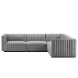 Modway Furniture Conjure Channel Tufted Upholstered Fabric 4-Piece L-Shaped Sectional XRXT Black Light Gray EEI-5792-BLK-LGR