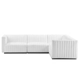 Modway Furniture Conjure Channel Tufted Upholstered Fabric 4-Piece L-Shaped Sectional XRXT Black White EEI-5792-BLK-WHI