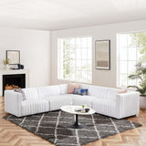 Modway Furniture Conjure Channel Tufted Upholstered Fabric 5-Piece L-Shaped Sectional XRXT Black White EEI-5794-BLK-WHI
