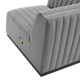 Modway Furniture Conjure Channel Tufted Upholstered Fabric 5-Piece Sectional XRXT Black Light Gray EEI-5796-BLK-LGR