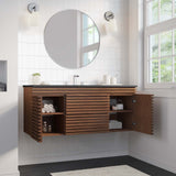 Modway Furniture Render 48" Wall-Mount Bathroom Vanity XRXT Walnut Black EEI-5801-WAL-BLK