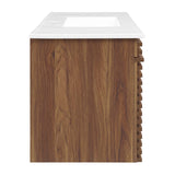 Modway Furniture Render 48" Wall-Mount Bathroom Vanity XRXT Walnut White EEI-5801-WAL-WHI