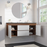 Modway Furniture Render 48" Wall-Mount Bathroom Vanity XRXT White Walnut Black EEI-5801-WHI-WAL-BLK