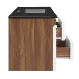 Modway Furniture Render 48" Wall-Mount Bathroom Vanity XRXT White Walnut Black EEI-5801-WHI-WAL-BLK